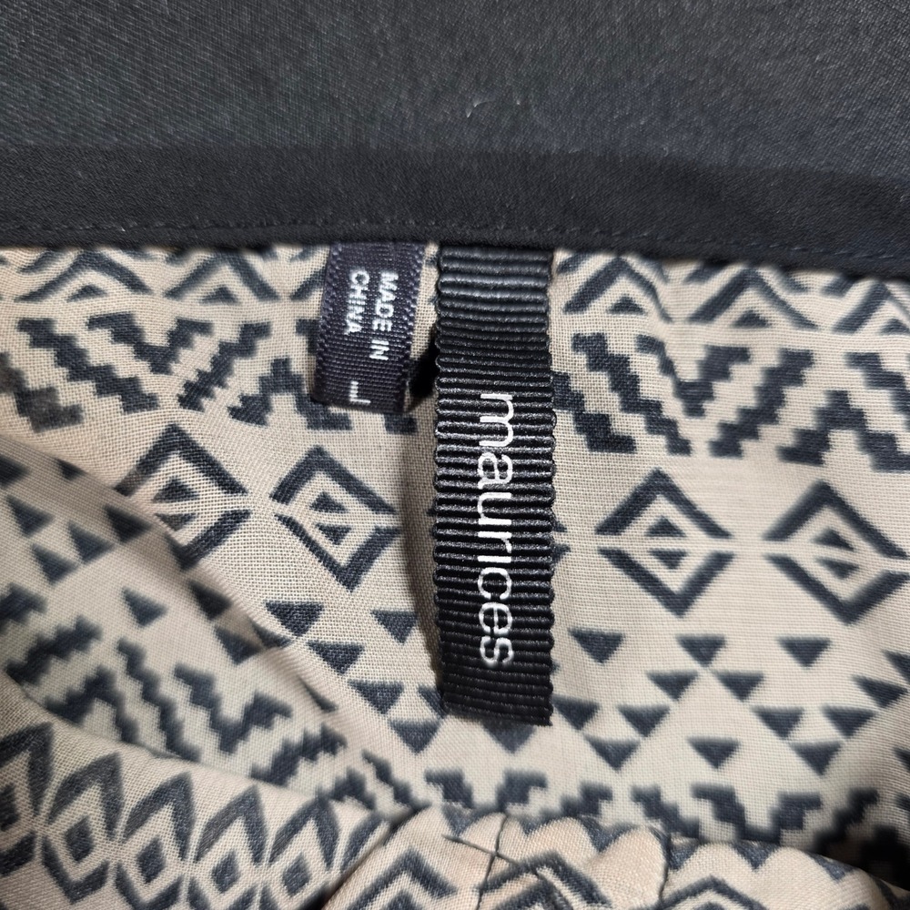 Maurices Womens Tan Black Dheer Geometric Tribal Ruffle Cami Bubble Hem Top SZ L - Picture 4 of 6